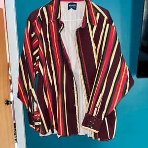 Vintage Wrangler Men's Multicolor Striped Shirt